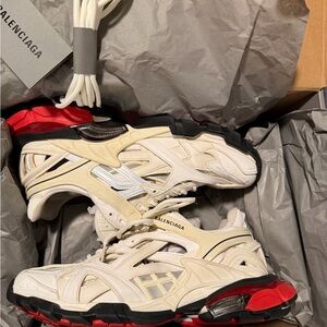 Balenciaga Track Style Sneakers in Cream & Red size 42